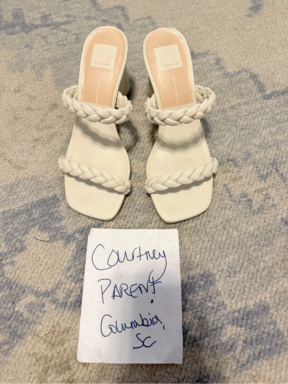 Dolce Vita Cream Braided Double-Strap Block Heels